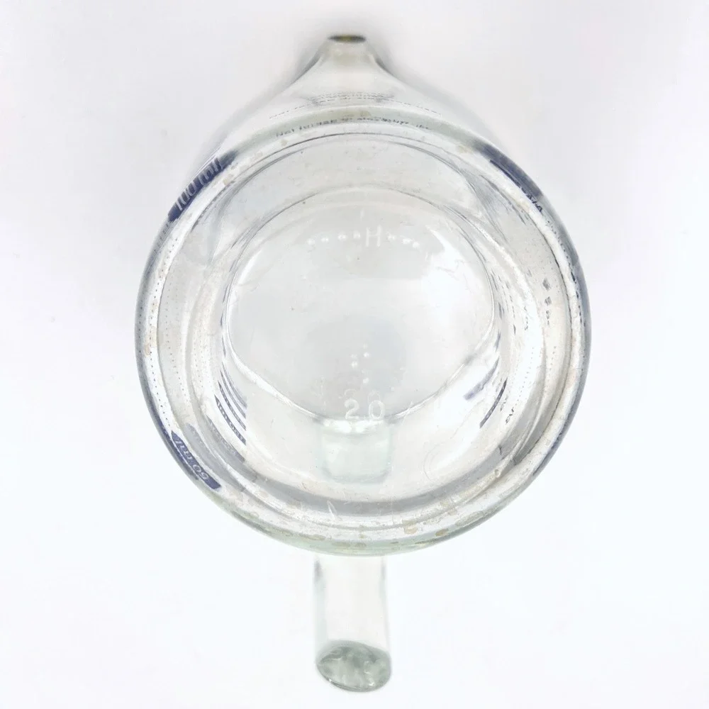 Vintage Pyrex 2 Cup Glass Measuring Cup Clear Blue Letter 1980s Corning USA